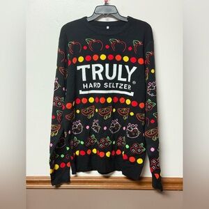 Truly Hard Seltzer Black Sweater with Colorful Fruit Design